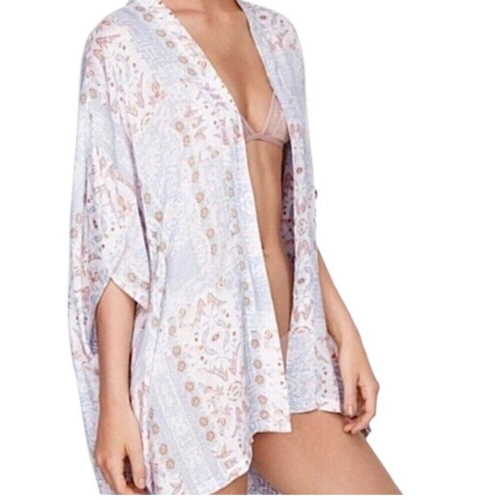 NWT Victoria’s Secret light blue floral tie front swim coverup - OS